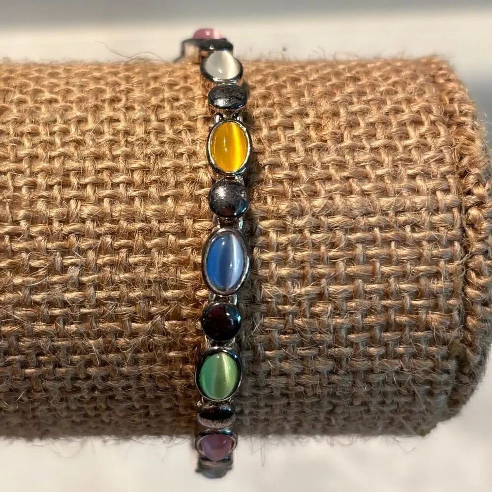 NWT Premier Designs Oval Cats Eye Glass Cabochons Parfait Bracelet Multicolor OS